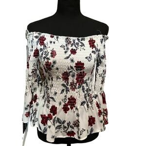 Candies Off the Shoulder Smocked Boho Blouse M